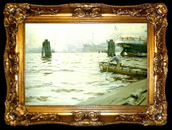 framed  Anders Zorn ovan hamburgs hamn, ta009-2